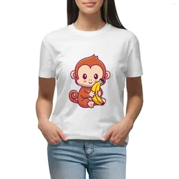 Women's Polos Cute Monkey T-shirt Tops Plus Size Korean Clothes