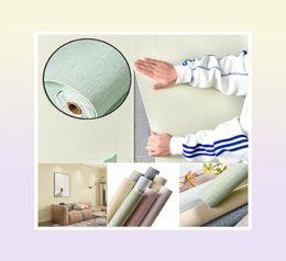 Wall Stickers Faux Linen Textured Wallpaper Removable Self Adhesive Stick Contact Paper Door For Accent Bedroom BENL8891075215