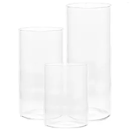 Candle Holders Glass Cup Holder Cylinder Pillar Candles Clear Household Shades Cover