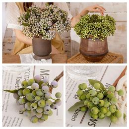 Decorative Flowers Green Artificial Bean Bouquet Christmas Ornament Home Decoration Faux Fruit Po Props Xmas Tree Lifelike Plant Branch