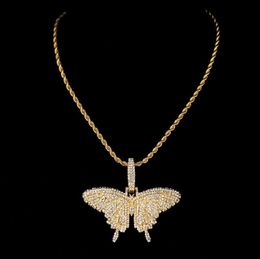 Pendant Necklaces Trendy Cute Zircon Butterfly Necklace For Women Gold Colour Chain Hip Hop Gothic Jewlery Accessories7531478