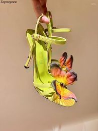 Dress Shoes Sexy Butterfly Decoration Woman Thin High Heel Wedding Sandals Female Summer Buckle Ankle Strap Party Sandal