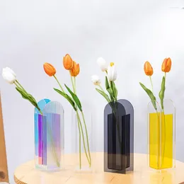 Vases Acrylic Dried Flowers Floral Container Plant Pot Tabletop Office Flower Arrangement Transparent Vase Home Decorations