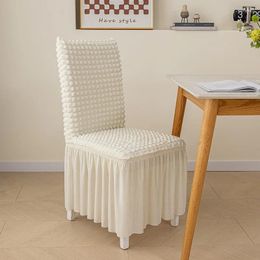Chair Covers Cover Lace Skirt Home Versatile All-Inclusive Elastic Dining Solid Colour Integrated Backrest Seat