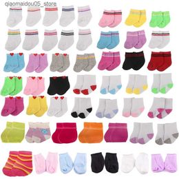 Kids Socks Solid Colour knitted doll socks for 43 cm baby newborns and 18 inch American OG girl doll toys Q240413