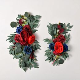 Decorative Flowers Simulation Green Plants Silk Welcome Vine Holiday Party Decoration Artificial Flower Red Purple Roses Peony Garland