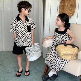 Clothing Sets Boys Girls Matching Brother And Sister Clothes 2024 Korean Children's Set Baby Dress Kids Two Piece Suit