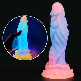 Luminous Dildos Huge Dragon Dildo Penis Silicone Glowing Monster Dildo Anal Plug Buttplug Female Masturbator sexy Toys for Women