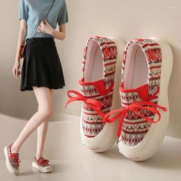 Casual Shoes Loafer Women's Thick-soled Woven 2024 Open Smile Pedal Breathable Sponge Cloth