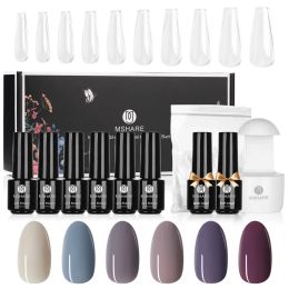 Kits MSHARE Nail Gel Polish Kit 8pcs/set x5ml Soak Off Semi Permanent Base Top UV LED Nails Varnish Nail Art Gels Lacquer Gift Box