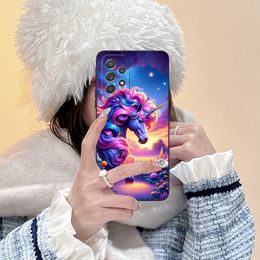 Fantasy Unicorn Mobile Cell Phone Case for Samsung Galaxy A91 70 54 53 52 34 24 21 Note 20 10 M54 Plus Ultra 5G Black Cover
