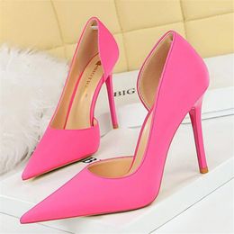 Dress Shoes 10 Colors Women 10.5cm High Heels Blue Pumps Lady Wedding Evening Party Purple Peach Silk Satin Nightclub Prom