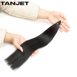 Yaki Straight 8D Human Hair Extensions Natural Black Women 12''-26'' Straight Nano Ring Hair Weaving Micro Ring Light Yaki Hair