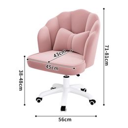 Light Luxury Pink Gaming Chair Ins Style Girls Bedroom Makeup Chair with Petal Backrest Manicure Chair with Thickened Soft Bag
