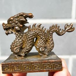 Decorative Figurines Zodiac Qinglong Ancient Taishang Laojun Sun And Moon Bronze Collection Ornaments Ruler Paperweight Taoist Seal