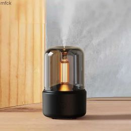 Humidifiers New Candlelight Aroma Diffuser Portable 120ML USB Air Humidifier Oil Cool Mist Maker Fogger with LED Night Light