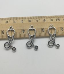 Whole 150pcs stethoscopes antique silver charms pendants Jewellery DIY For Necklace Bracelet Earrings Retro Style 2815mm9104147