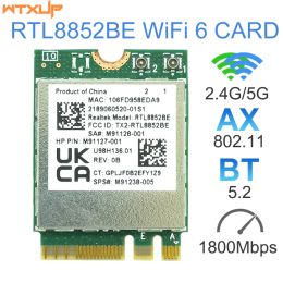 Cards WiFi 6 Dual Band AX1800 Realtek RTL8852BE M.2 NGFF Adapter Bluetooth 5.0 Wireless 802.11AX 2.4G/5G Wlan WiFi Card For Laptop/PC