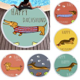 Blankets 1pcs Round Print Beach Towel Shawl Lunch Mat Yoga Dog Lovers Multipurpose Microfiber 59in Light Area Rug Blanket