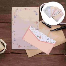 5 Sets Floral Letterhead Stationery Paper Envelope Students Kit Supplies Envelopes