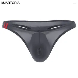 Underpants Menore Sexy Men Thong Briefs Underwear Ice Silk Thin Panties Pouch Bikini Beach Bodysuit Lingerie Male