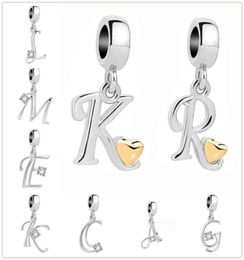 Classic Charm Letter AZ Crystal Pendant Bead Fit charms Silver Plated Original Bracelets Necklaces DIY Women Jewelry32691149991274