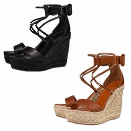 Adjustable Slide Wedges For Woman Designer Non Slip Soles Sandals Famous Designer Women High Heels Peep Toe Career Luxury Sandals Shoes