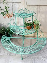 Decorative Plates Flower Stand Semicircle Garden Living Room Outdoor Corner Wall Combined Ladder Balcony Rack