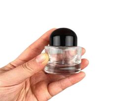 30ML Empty Cosmetic Packaging Refillable Vials Round Black White Lid Transparen Glass Perfume Spray Bottle 10piecesLot8045344
