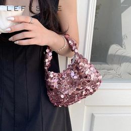 Totes Sparkling Sequin Mini Shoulder Bags For Women 2024 Party Luxury Designer Korean Fashion Handbags And Purses Trend Underarm Bag