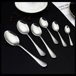 Coffee Scoops 12pcs Stainless Steel Spoon Dinnerware Tea Silver Ice Cream Spoons Kitchen Accessories Bar Decoration Maker