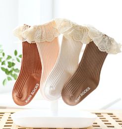 Autumn Girl Lace Princess Socks Spring Baby Girls Knit Ruffle Socks Kids 34 Knee High Sock Children Cotton Knitting Nonslip Leg 4776288