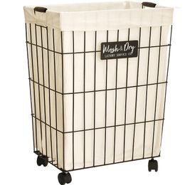 Laundry Bags Metal Basket Dirty Cloth Organiser Barrel Nordic Simple Clothing Toy Storage Bathroom Wrought Iron With Lid