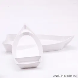 Plates 20pcs Boat Ship Shape Plate A5 Melamine Dinnerware Dinner Western Restaurant Tableware 26 12.3 3.1cm