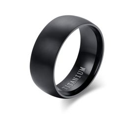 Mens Basic Wedding Band in Black Titanium Steel Engagement Ring Dome Charm Matte Finished Male Jewellery Bague Masculinos Anillos5439906