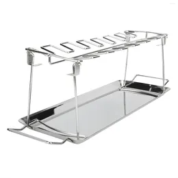 Kitchen Storage Folding Chicken Leg Grilled Rack Stainless Steel Food With Drip Pan Barbecue Supplies