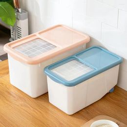 Storage Bottles 10Kg Dust-Proof Moisture Plastic Cereal Dispenser Box Large Capacity Rice Container Grain Organiser Flip Cover