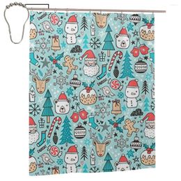 Shower Curtains Christmas Santa Snowman Curtain For Bathroon Personalised Funny Bath Set With Iron Hooks Home Decor Gift 60x72in