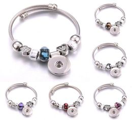 Charm Bracelets Elasticity Snap Button Bracelet Heart Crystal Bangles Beads Jewelry Making Fit 18MM Buttons4410782