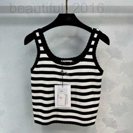 Women's Tanks & Camis designer Spring/Summer New CH High Definition Minimalist Wind Black and White Stripe Contrast Color Age Reducing Versatile Knitted camisole JQIB