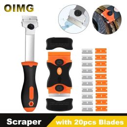 Razor Blade Scrapers with 20pcs Blades Car Wrap Sticker Squeegee for Car Window Cleaning Glass Ceramic Dust Dirty Remover Tool