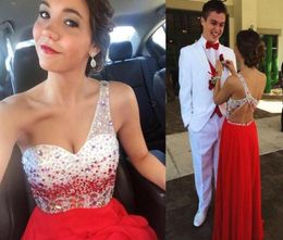 New One Shoulder Prom Dresses Cheap Luxury Beaded Sequins Vintage Evening Gowns Special Dance Backless Sleeveless Women Formal Pro9246611