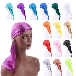 Berets Exclusive For Cross-Border Thick Artificial Silk Lace-up Pirate Hat Long Tail Toque Cloak Cap Silky Durags