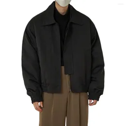 Men's Jackets Trendy Men Jacket Short All-match Solid Colour Lapel Collar Polyester Coat For Trip