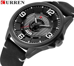 CURREN Fashion Classic Black Business Men Watches Date Quartz Wrist Watch High Quality Leather Strap Clock erkek kol saati311E1552684