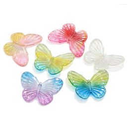 Decorative Flowers 50/100pcs Acrylic Gradient Butterfly Flatback Cabochon Cartoon Animal Jewelry Charms DIY Craft Decoration Hair Clip