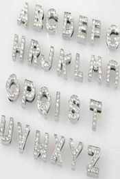 Whole 10mm 130pcslot AZ full rhinestones Slide letters DIY Alphabet Charm Accessories fit for 10mm pet collar keychains4262506