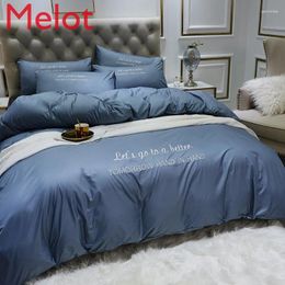 Bedding Sets Luxury Egyptian Cotton Solid Color Embroidered Quilt Cover Bed Sheet Bedspreads Flat And Pillowcase