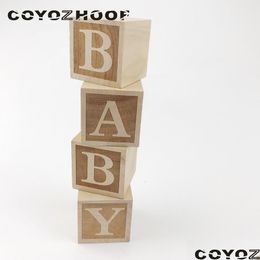 Decorative Objects Figurines 4Pcs Natural Nursery Blocks 4Cm Baby Rustic Girl Or Boys Decor Christmas Kids Gifts Children Toys 230 Dhjyg