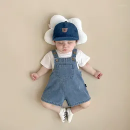 Clothing Sets 2024 Summer Baby Overalls Set Infant Toddler Denim Strap Shorts Cotton Short Sleeve T Shirts 2pcs Suit Boy Girl Outfits